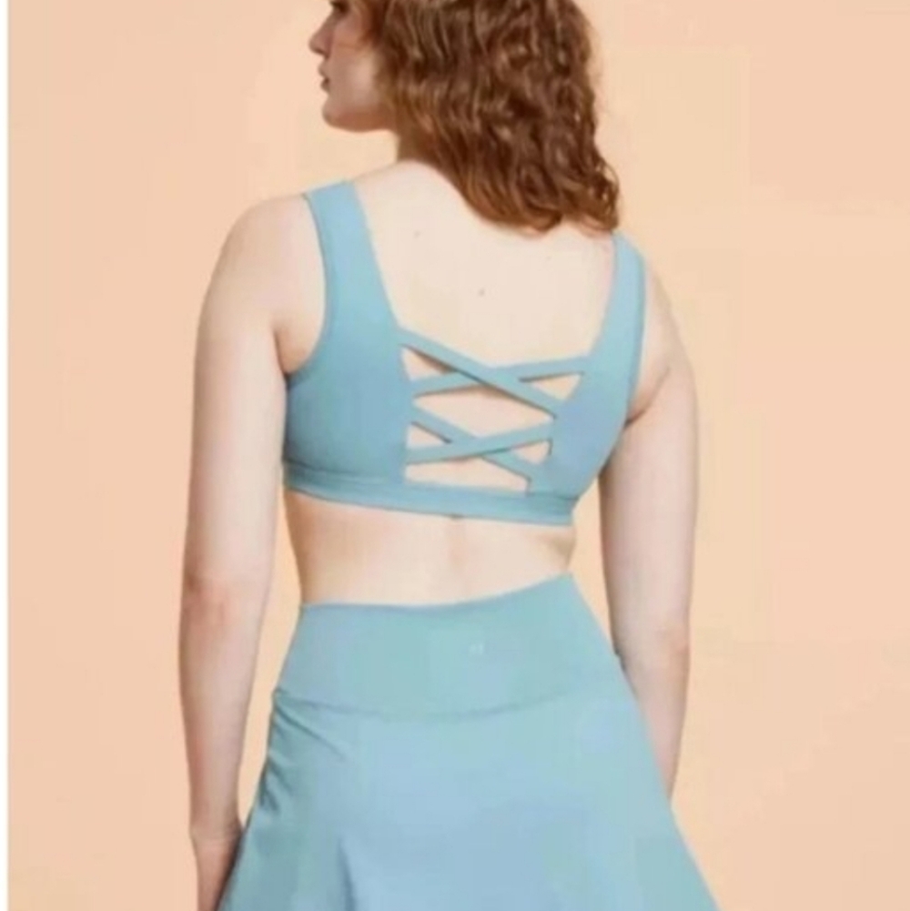 Blogilates Women's Crisscross Sports Bra Activewear Cameo Blue